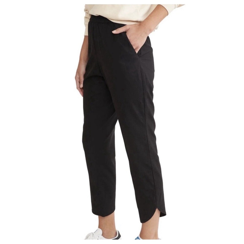 Marine Layer Women Allison Cropped Ankle Pants Size S Black Minimalist Beach